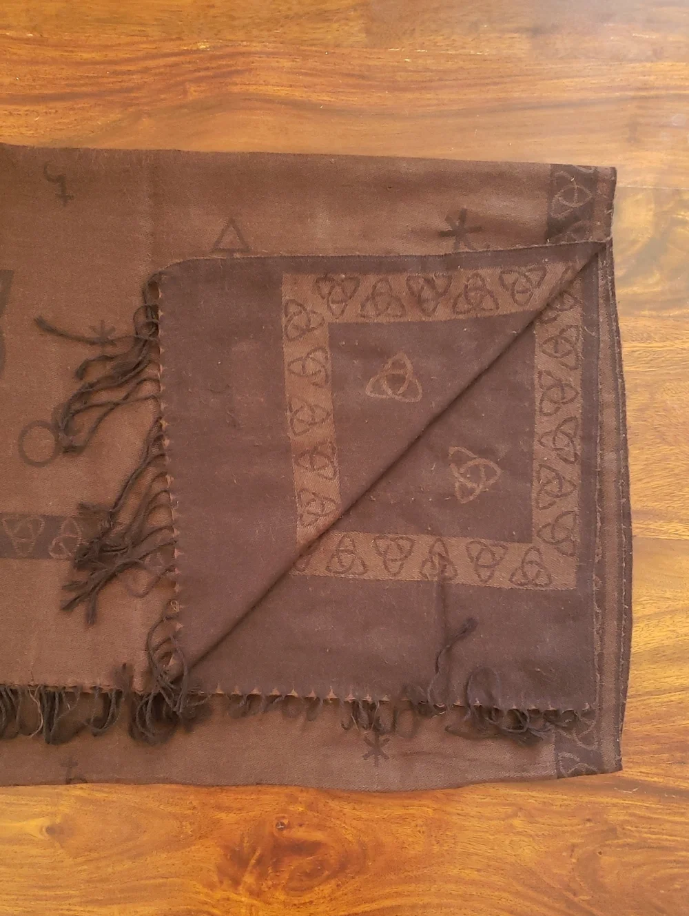 Black Brown Reversible Pashmina Scarf | Celestial Theme | Silk Blend